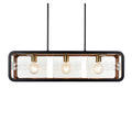 **Suspension Moderne à 3 Lampes avec Éléments en Métal et Verre**