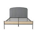 **Lit moderne avec tête de lit rembourrée en tissu et cadre en métal**